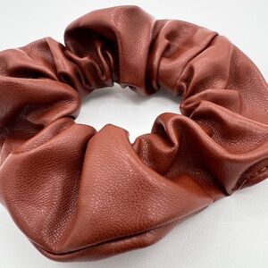 Faux Leather Hair Scrunchie Brown Red New